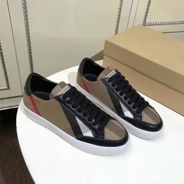 

designers shoes vintage men check sneakers designer men suede leather gingham sneaker front fastening ankle trainers casual sports shoes 35-, Red;white