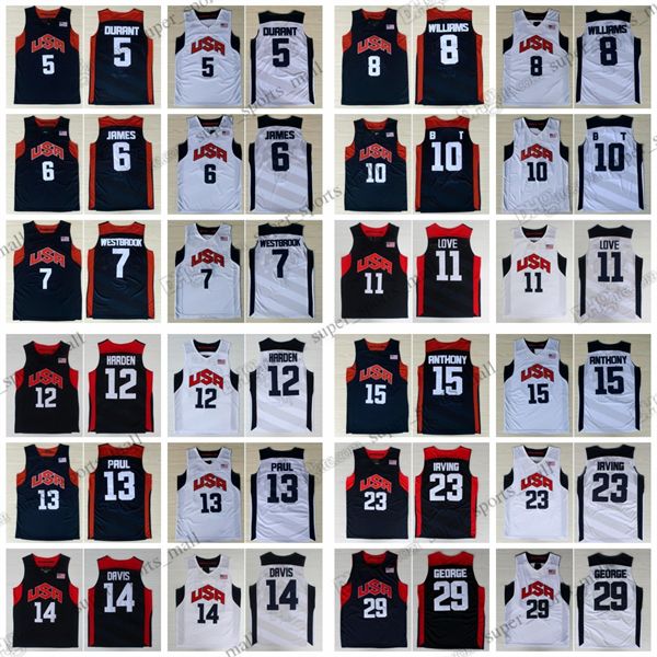 

custom s-6xl 2012 retro basketball jerseys durant james westbrook willirms 10bryant love paul drvis anthony irving george any name any numbe, Black;red