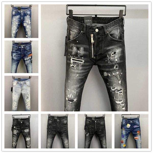 

2023 new arrivals d2 mens luxury purple designer denim jeans holes trousers dsquare jeans coolguy biker pants mens clothing 2hxrs, Blue