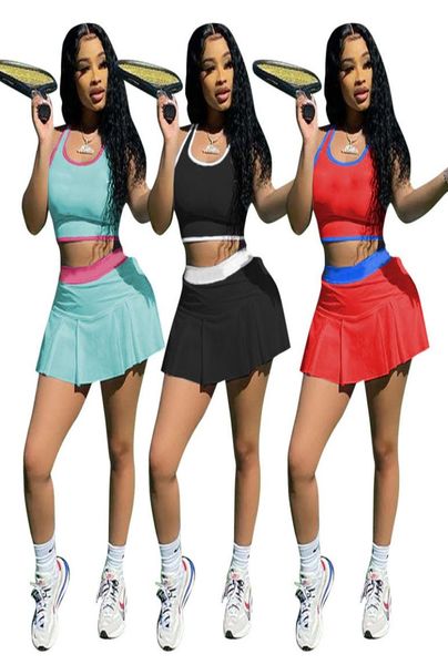 

summer women two piece dress black tank crop ini skirt plus size s2xl outfits tracksuits fitness clothing sleeveless ts4484204, White