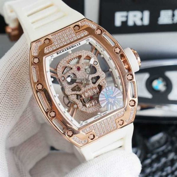 

mechanical watches richads mille richad inlaid diamond hollow leisure large dial automatic movement domestic watch full skull male machine, Slivery;golden