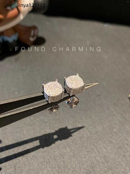 

stud earrings cool punk style moissanite vvs diamond, Golden;silver