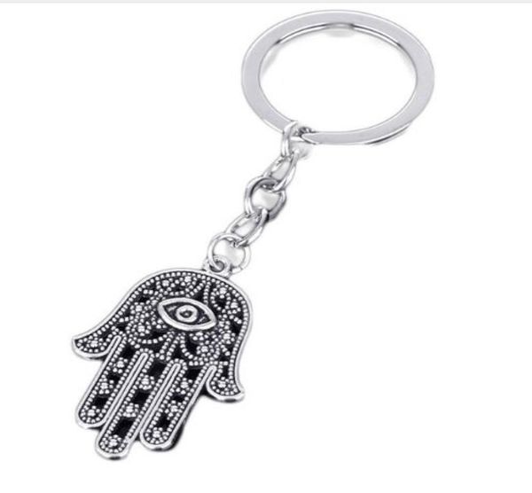 

30pcslot key ring keychain jewelry silver plated evil eye hamsa fatima hand charms pendant for key accessories 1917mm2976788, Slivery;golden