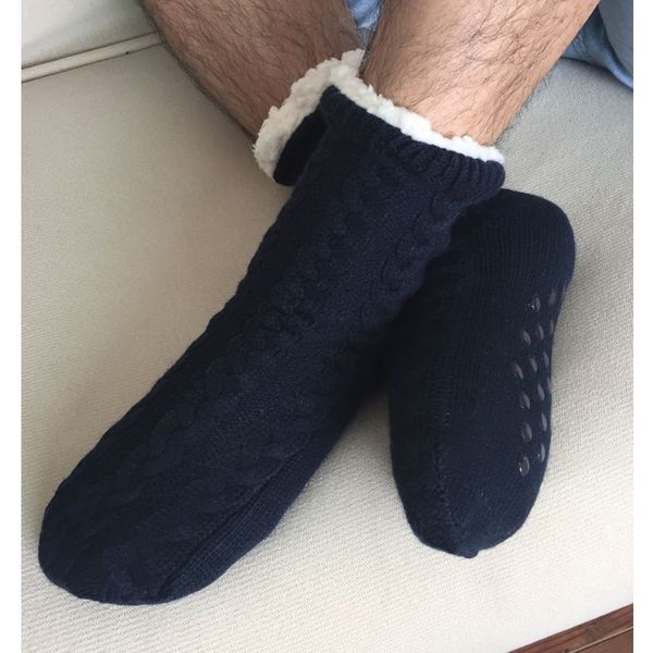 

men s socks mens thermal winter warm short cotton thick plus velvet home sleeping soft anti slip floor sock male gift slipper 2023 230830, Black