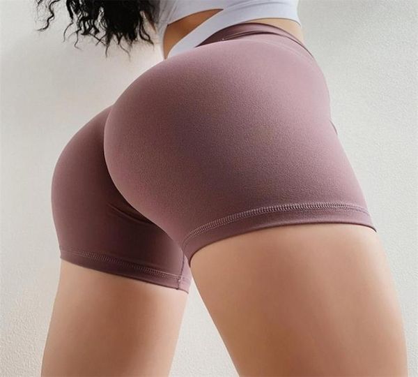 

high waist slim fit yoga sport shorts hip push up tummy control workout gym shorts women plain soft nylon fitness running shorts t7600209, White;black