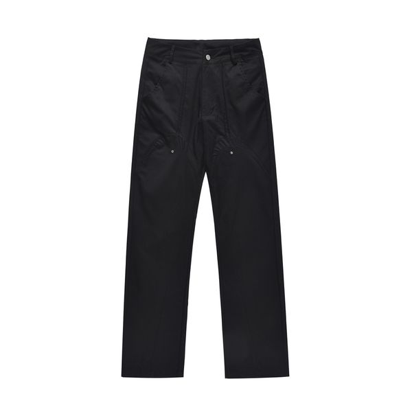 

men's pants trousers solid color straight-leg casual pants, Black