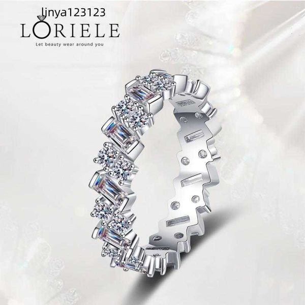 

cluster rings loriele 3.08ct cut moissanite eternity wedding band ring lab diamond platinum plated silver for women jewelry, Golden;silver