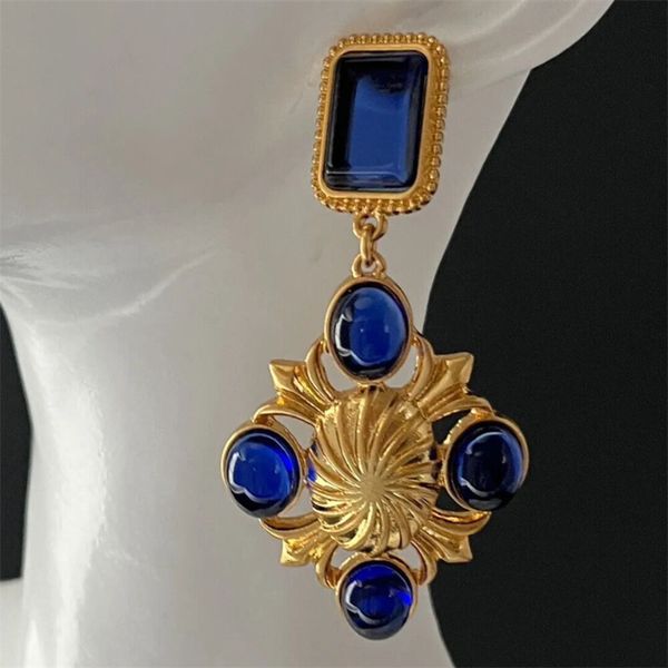 

hoop huggie medieval bohemian retro blue resin glazed earrings exaggerated shoulder sweeping women s style 230830, Golden;silver