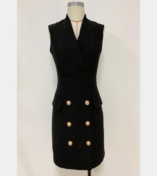 

new style original design women039s ladies classic working dress metal buckles doublebreasted slim seeveless dress3755315, Black;pink