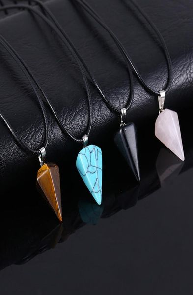 

necklace jewelry healing crystals amethyst rose quartz bead chakra healing point women men natural stone pendants leather chains n2374276, Silver