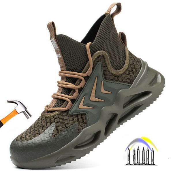 

boots work safety sneakers with steel toe anti puncture shoes smashing protective anti slip high boots 230830, Black
