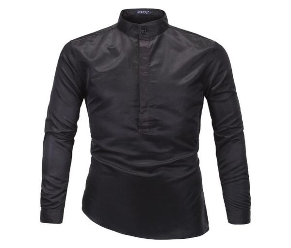 

2020 new fashion men shirt stand white cotton shirts british style lrregular shirts slim fit men dress shirts1747120, White;black