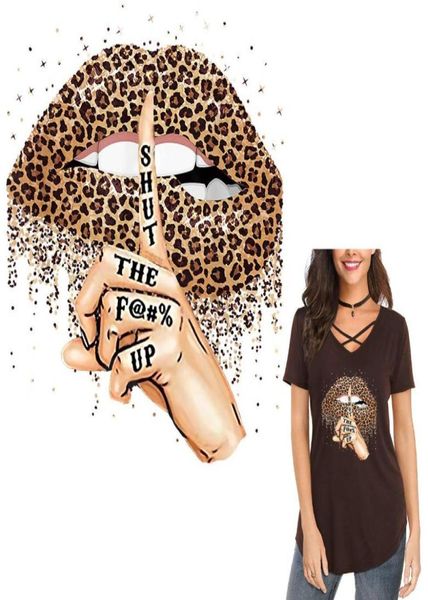 

sewing notions iron on patches for clothing design leopard lips heat press decals washable diy thermal transfer stickers for tshir5679883, Black