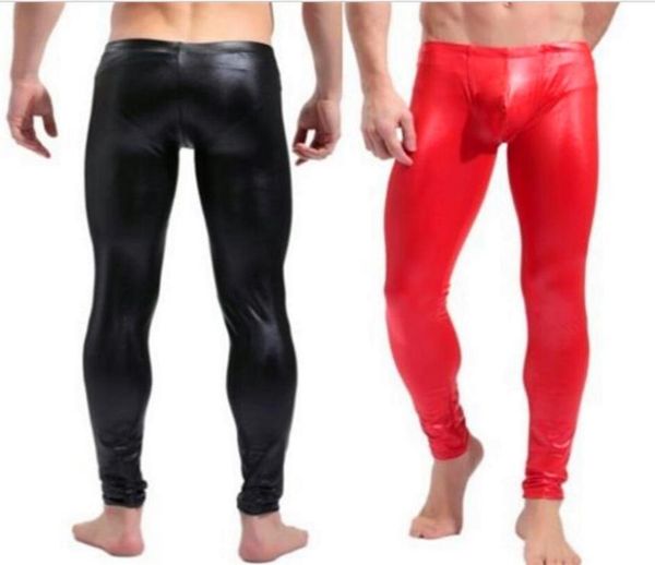 

whole2017 mens long john pu leather club dance pants leggings thermal underwear mank83682260, Black