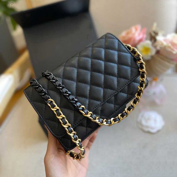 

womens wallet with two-tone chain card holder bags classic mini flap quilted gold matelasse crossbody shoulder multi pochette clutch purse h