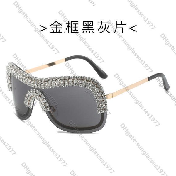 

Xiao Xiang family glasses 2023 Xiangjia Same Style Frameless Diamond Sunglasses for Women Luxury Dot Large Frame Connected Mesh Red Party{category}