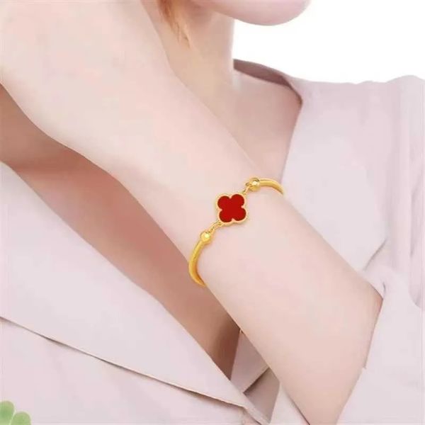 

luxury bracelet 4/four leaf clover charm bracelets bangle chain 18k gold agate shell mother-of-pearl for women&girl wedding mother' day, Black