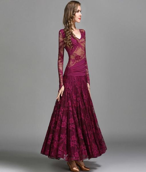 

stage wear modern dance dress lace chiffon my790 ballroom dancing cosmetics waltz practice big backless wrinkled waist3097018, Black;red
