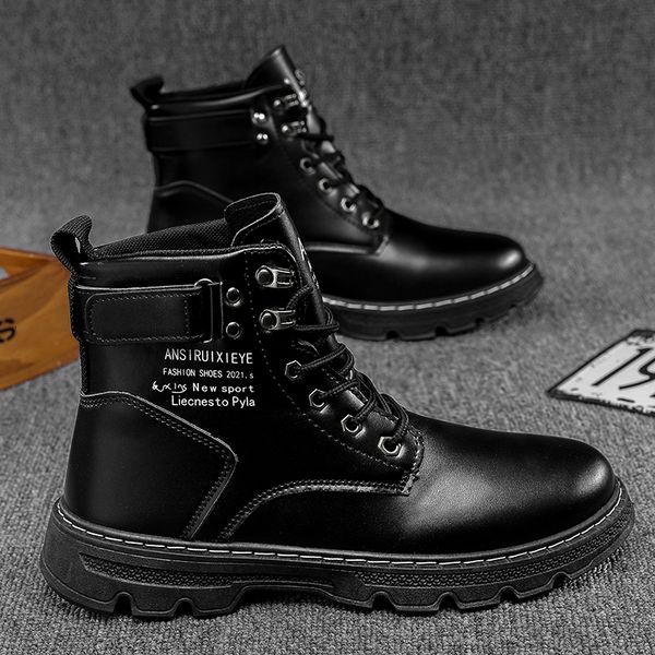 

boots men platform boots thick bottom lace up martin boots men elevator boots spring winter boots work boots for men waterproof 230830, Black