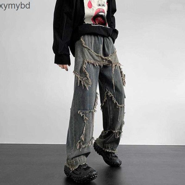 

men's jeans cargo straight denim pants trousers male harajuku streetwear oversized pant woman vintage blue clothes