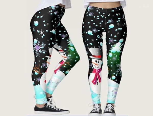 

women039s leggings women christmas skinny snowflake santa claus snowman print 3d funny elastic legging9142823, Black