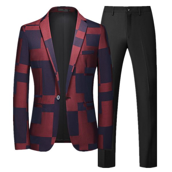 

men's suits blazers spring and autumn men plaid suit 2 sets blazerpants fashion business slim men's wedding suit banquet wedding d, White;black