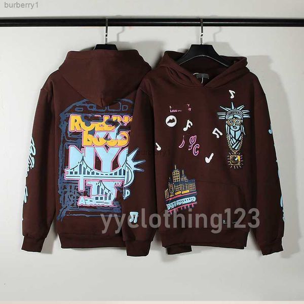 

men and women with the same couple hand-painted graffiti foam print hoodie hip hop hioodie coat trend kaneyees designer personality 23ss, Black