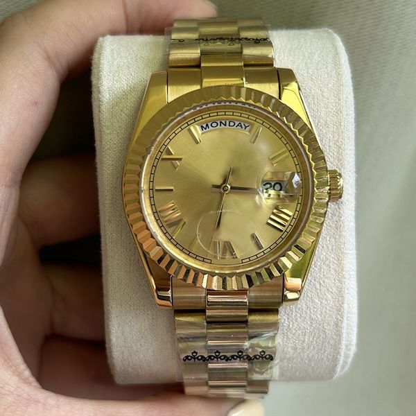 

Luxury Designer Men's Watch Gold Dial 40/36mm Blue Crystal Enlarged Calendar 904L Nightlight Waterproof Folding Buckle Fully Automatic Mechanical Women's Watch, Sapphire