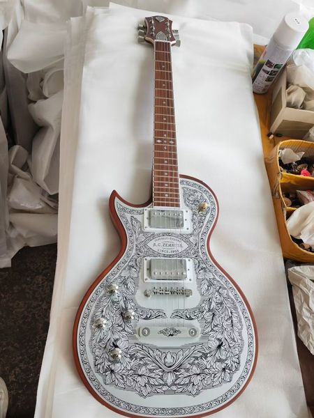 

left handed zemaitis casimere metal front electric guitar 22 fret aluminum plate