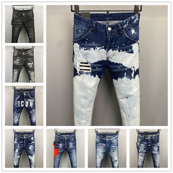 

2023 new arrivals d2 mens luxury purple designer denim jeans holes trousers dsquare jeans coolguy biker pants mens clothing 27asv, Blue