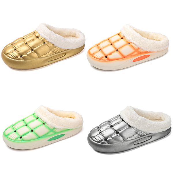 

winter fleece thickened warm home cotton slippers men woman golden silver green orange fashion trend couple color 5, Black