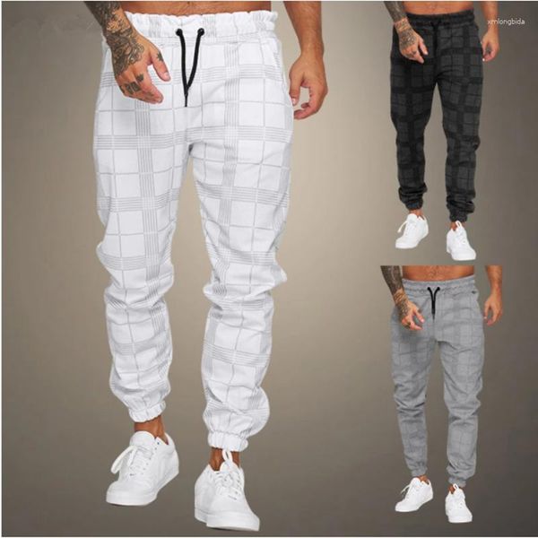 

men's pants man jogger men's casual plaid trousers fashion streetwear cargo fitness gyms sweatpants mens clothes, Black