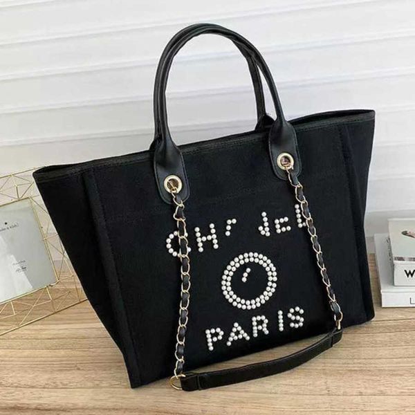 

women's classic luxury beach bags brand ch canvas handbag designer fashion backpacks pearl ladies large evening handbags girl purse wom