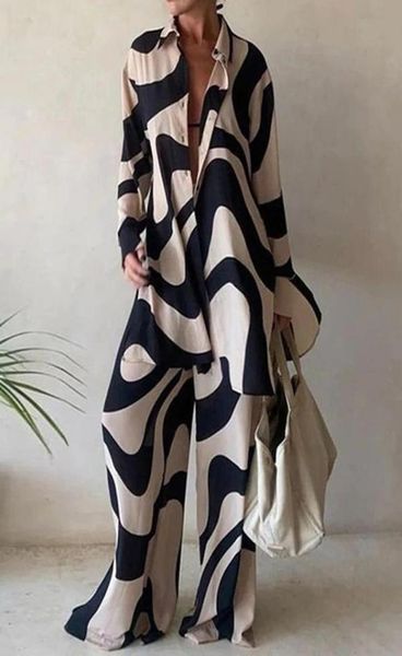 

women039s tracksuits summer fashion printed loose long sleeves shirts straight pants two piece suits streetwear women39s win8992589, Gray