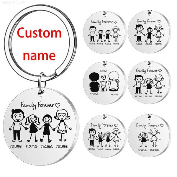 

key rings personalized family gifts keychain custom mom dad daughter son pet key chain engraved stainless steel mother father kids keyring l, Slivery;golden