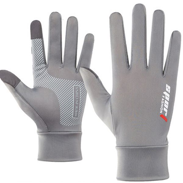 

five fingers gloves touchscreen fishing cycling ice silk quick drying breathable elastic sun protection workout fitness sports driving gym 2, Blue;gray