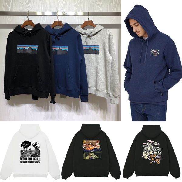 

hoody designer men women warm cotton with patagonias hoodies sweatshirts pullover loose long sleeve hooded jumper fashion streetwear cotton, Black