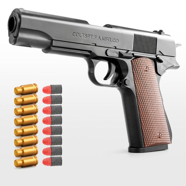 

m1911 eva soft bullet foam darts blaster toy gun pistol manual shooting pink launcher with silencer for children kids boys birthday gifts