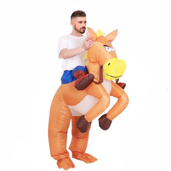 

theme costume funny riding horse inflatable costume fancy dress halloween carnival theme party performance clothes with hat 230829, Black;red