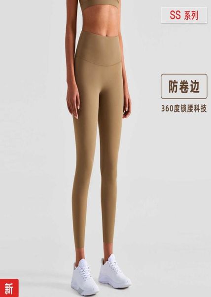 

nude yoga pants sports wear fitness gym clothes women leggings nine point high waist hip lifting running tights women3872307, Black
