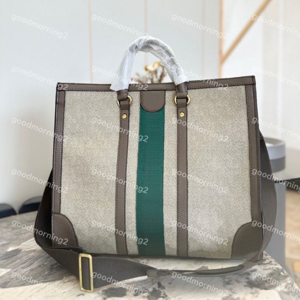 

2023 brand tote bag large size weekend travel handbag work business computer bags shopping shoulder backpack letter pattern red green stripe
