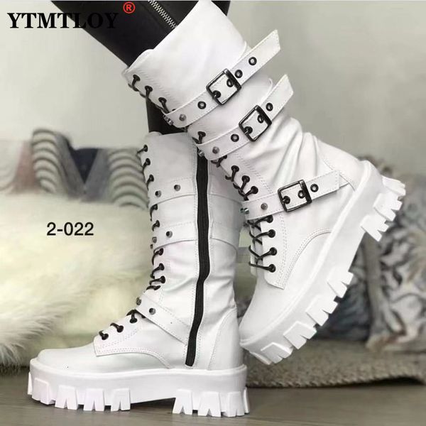 

boots mid calf women autumn winter fashion lace-up zipper botas mujer boots sports platform heel ladies shoes knee high boots 230829, Black