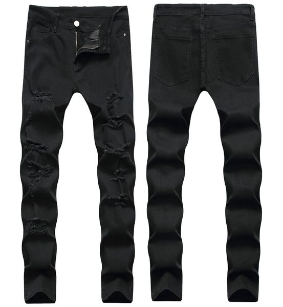 

men039s jeans mens fashion style men hole distrressed slim fit denim casual male biker asian size3884912, Blue
