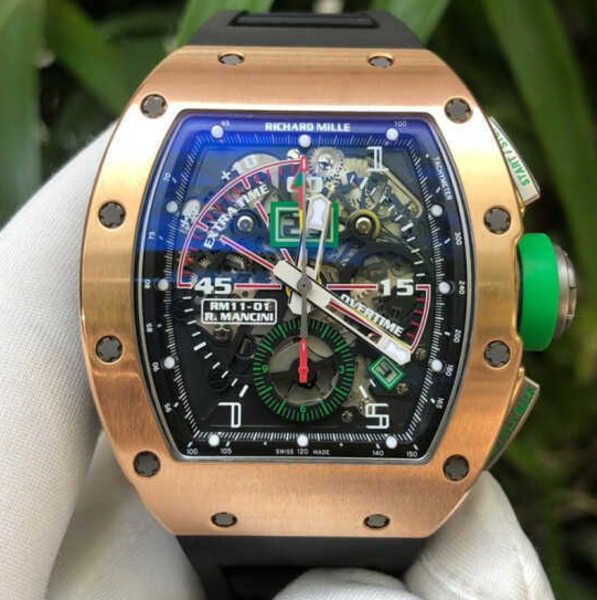 

richardmille mechanical wrist watch rm series watch pilot wristwatches 50x42.7mm rm11-01 rose gold side titanium mancini limited yi-yfxy yi-