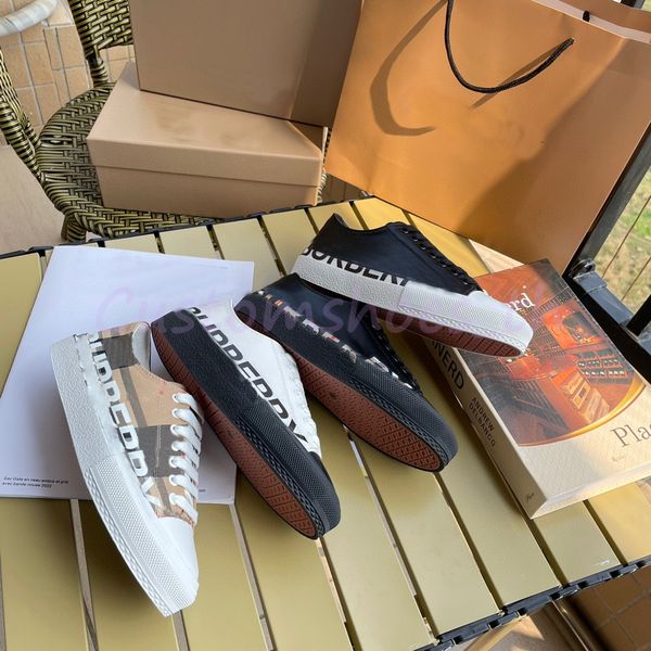 

designer sneakers women check shoes classic strip sneaker canvas leather trainers vintage platform shoe letter print trainer luxury outdoor, Black