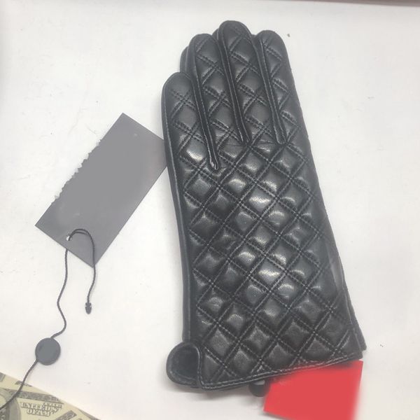 

ladies designer leather glove sheepskin women gloves keep warm soft black diamond pattern luxury five fingers gloves simple casual thicken f, Blue;gray