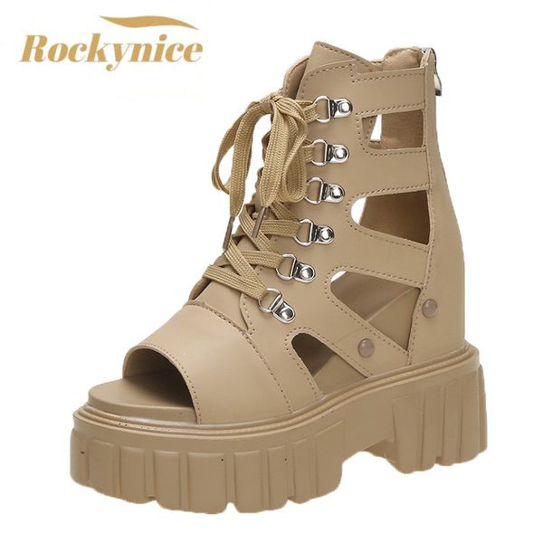 

sandals summer 11cm wedge heels sneaker beach flip flop high platform casual breathable walking slippers 230830, Black