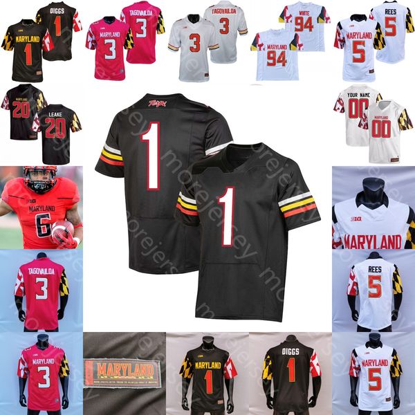 

maryland terrapins football jersey ncaa college dontay demus jr. stefon diggs taulia tagovailoa rakim jarrett tayon fleet-davis isaiah jacob, Black;red
