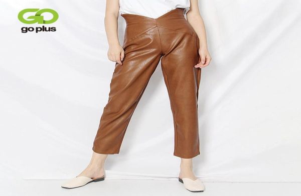 

goplus pants women high waisted pu leather straight pants vintage black green brown trousers pantalones femme bombachos mujer1176017, Black;white