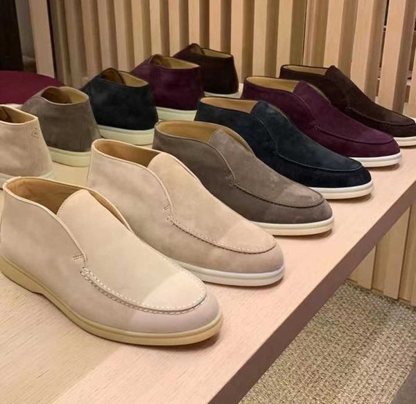 

lp open walk suede casual shoes ankle boots fashion women slip on men's walking flats classic short boot designer for man dress shoe, Black